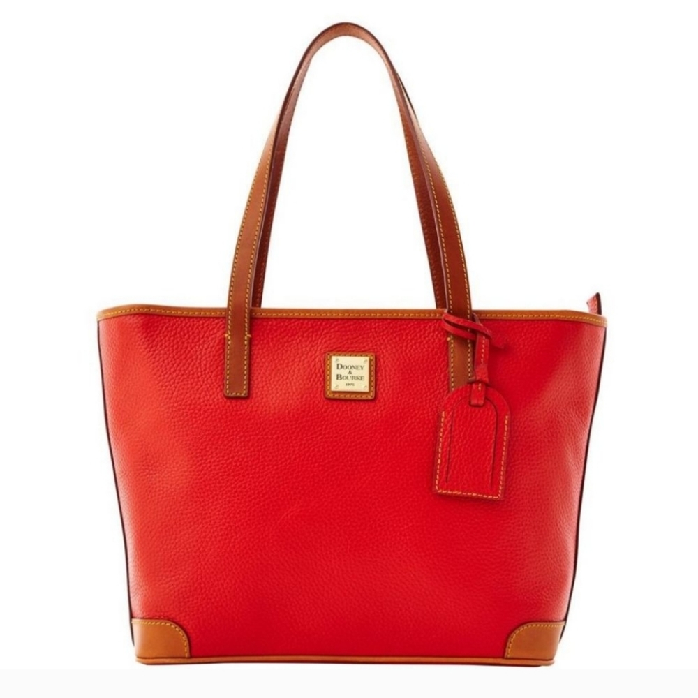 NWT Dooney & Bourke Pebble Leather Charleston Shopper in red with authenticity